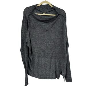 Free People Grey Slouchy Boat Neck Sweater Womens XS Thermal Long Sleeve Boho